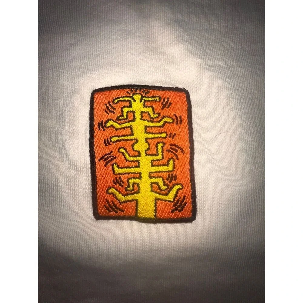 Keith Haring x Zara Mens crewneck Sweatshirt Size Medium M Beige Patch - Picture 5 of 13